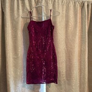 Elegant Sequin Magenta Dress